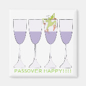 Passover Square Magnet "Wine and Frog" (Voorkant)