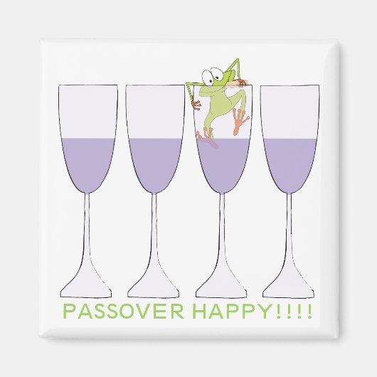 Passover Square Magnet "Wine and Frog" (Voorkant)