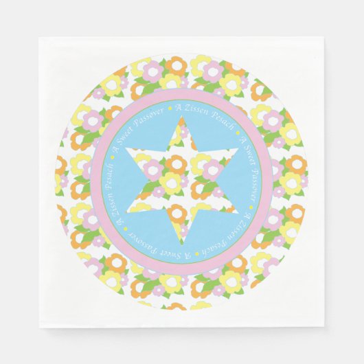 Passover Standaard Servetten "Pastel Bloemen" Ontw (Voorkant)