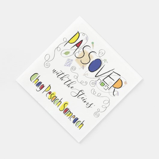Passover Standard Napkins Chag Sameach Patroon Servet (Hoek)