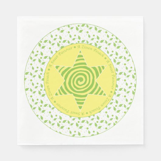 Passover Standard Napkins ""Groene/gele bladeren" Servet (Voorkant)