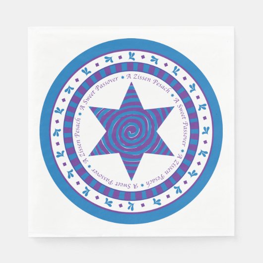 Passover Standard Napkins "Paars/blauw ontwerp" Servet (Voorkant)