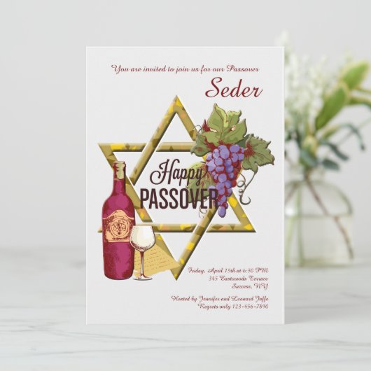 Passover Star van David Invitation Kaart (Staand voorkant)