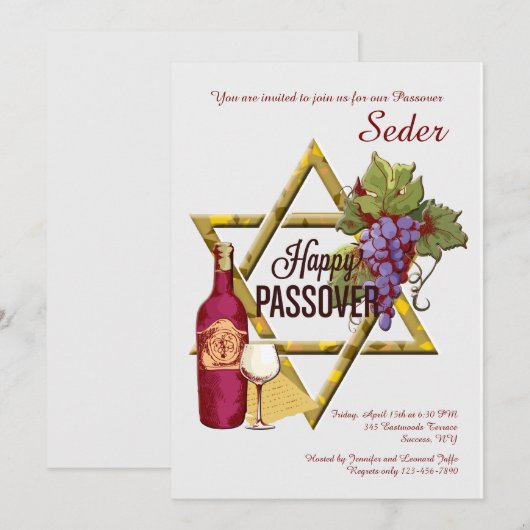 Passover Star van David Invitation Kaart (Voorkant / Achterkant)