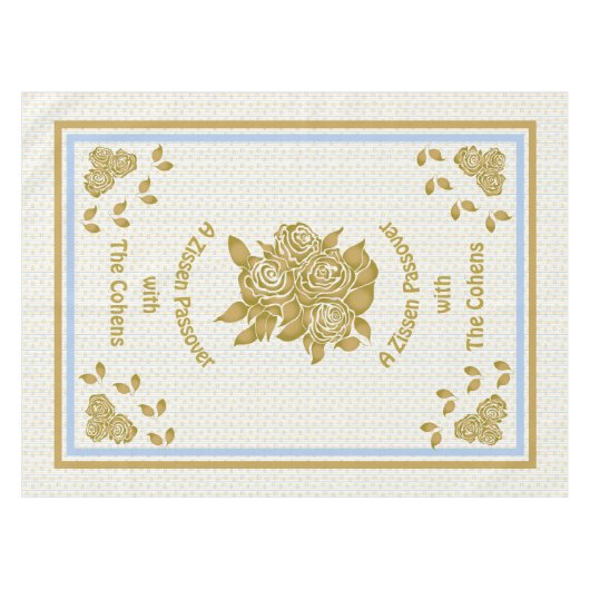 Passover Tablecloth "Personalized Seder Cloth" Tafelkleed (Voorkant (Horizontaal))