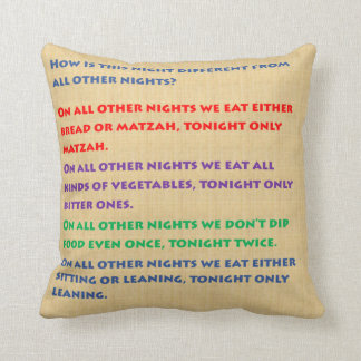 Passover Vier Vragen Pillow - Engels & Hebreeuws Kussen
