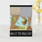 Passover Wenskaart "Wie laat de kikkers eruit?" Kaart (Gele Bloem)