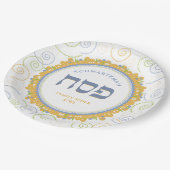 Passover White Jerusalem Swirl Hebreeuw Name Papieren Bordje (Gekanteld)