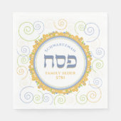 Passover White Jerusalem Swirl Hebreeuw Name Servet (Voorkant)