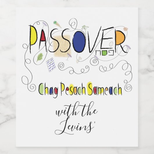 Passover Wine Etiket op fles Chaeach Sameach (Enkel label)