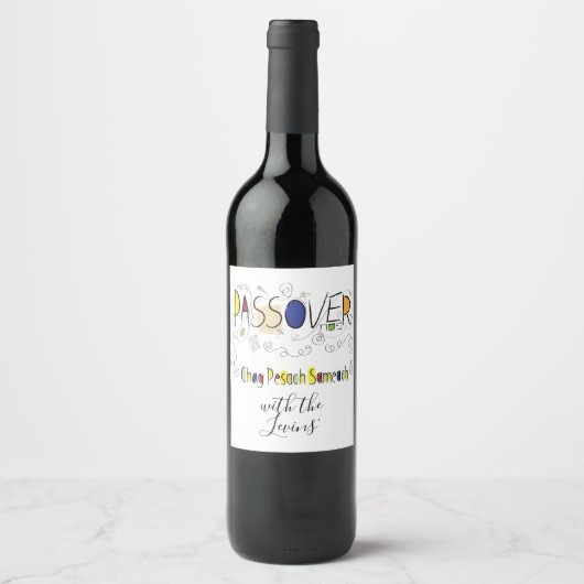 Passover Wine Etiket op fles Chaeach Sameach (Voorkant)