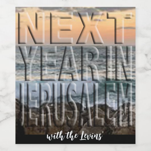 Passover Wine Fles Etiket Jerusalem Beach (Enkel label)