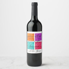 Passover Wine Fles Etiket Kleurrijke Matzahs