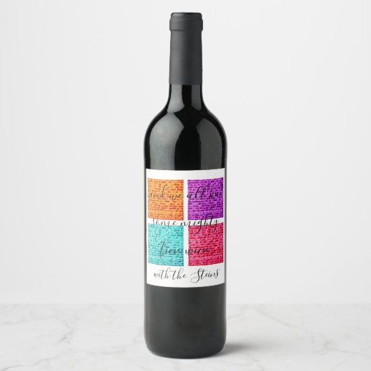 Passover Wine Fles Etiket Kleurrijke Matzahs (Voorkant)