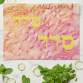 Passover Yellow Pinks SederTime Kitchen Towel Theedoek (Gevouwen)