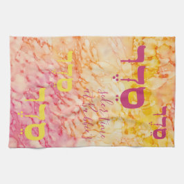 Passover Yellow Pinks SederTime Kitchen Towel Theedoek