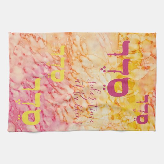 Passover Yellow Pinks SederTime Kitchen Towel Theedoek (Horizontaal)