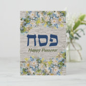 Passovercard Seder Invitation Rustic Floral Card Feestdagenkaart (Staand voorkant)