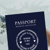 Passport Destination Wedding Blue invitation