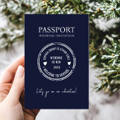 Passport Destination Wedding Blue invitation