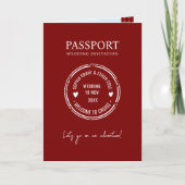 Passport Destination Wedding red invitation (Voorkant)