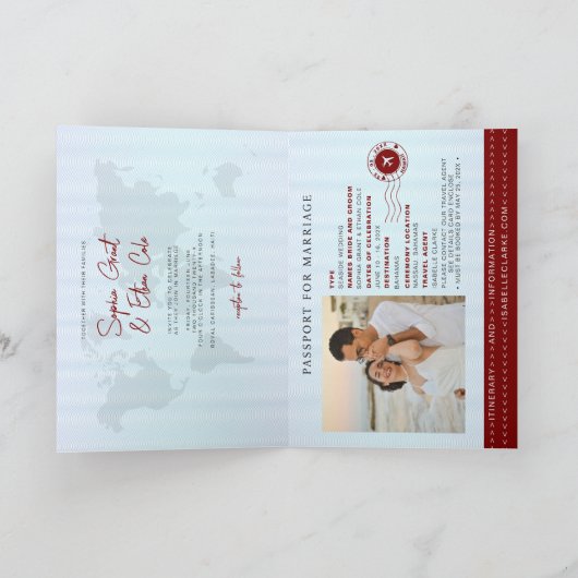 Passport Destination Wedding red invitation (Binnen)