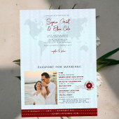 Passport Destination Wedding red invitation