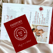 Passport Destination Wedding red invitation