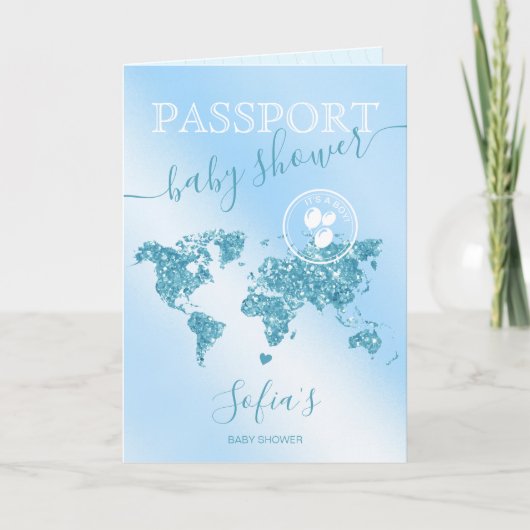 Passport Travel Boy Baby shower Adventure begint (Voorkant)
