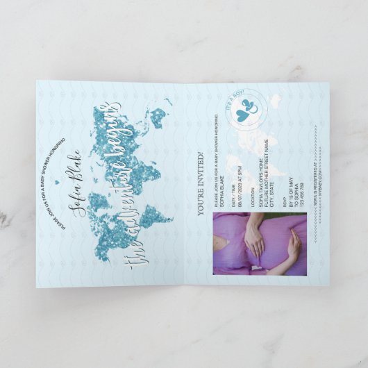 Passport Travel Boy Baby shower Adventure begint (Binnen)