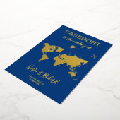 Passport Wedding Destination Gold Foil Adventure Folie Uitnodiging (Gedraaid)