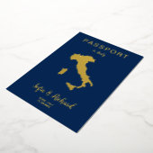 Passport Wedding Destination Gold Foil Italië Map Folie Uitnodiging (Gedraaid)