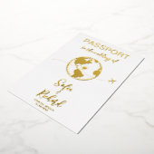 Passport Wedding Destination Gold Foil Wereldkaart Folie Uitnodiging (Gedraaid)