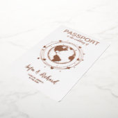 Passport Wedding Destination Gold Foil Wereldkaart Folie Uitnodiging (Gedraaid)