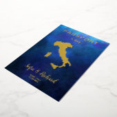 Passport Wedding Destination Gold Navy Italië Map Folie Uitnodiging (Gedraaid)