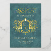 Passport Wedding Foil Invitation Folie Uitnodiging (Voorkant)