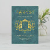 Passport Wedding Foil Invitation Folie Uitnodiging (Staand Voorkant)