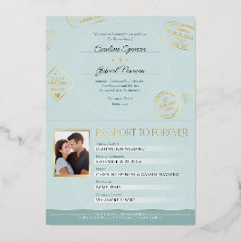 Passport Wedding Foil Invitation Folie Uitnodiging