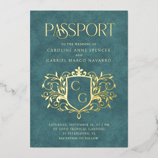 Passport Wedding Folie Uitnodiging (Voorkant)