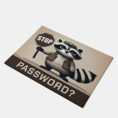 Password? Stopp! Humorvolle Waschbär Türsteher Deurmat (Schuin)