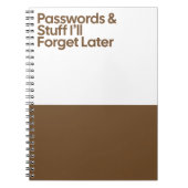 Passwords Funny Memory Notebook Notitieboek (Voorkant)