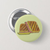 Past Cuban Sandwich Ham Cheese Salami PIckle Ronde Button 5,7 Cm (Voorkant /achterkant)