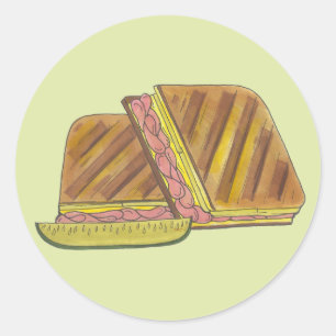 Past Cuban Sandwich Ham Cheese Salami Pickle Ronde Sticker