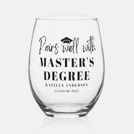 Past goed bij afstudeergeschenk voor masterdiploma wijnglas zonder voet
