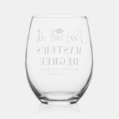 Past goed bij afstudeergeschenk voor masterdiploma wijnglas zonder voet (Achterkant)