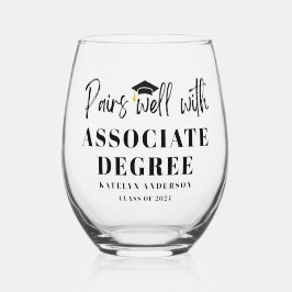 Past goed bij Associate Degree Afstudeercadeau Wijnglas Zonder Voet