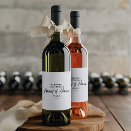 Past goed bij het voorstel om een bruidsmeisje te  wijn etiket