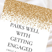 Past goed bij 'Verloofd' Gouden Glitter Wijn Etiket