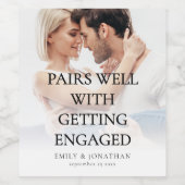 Past goed bij verlovingsfoto Verloofd Wijn Etiket (Enkel label)