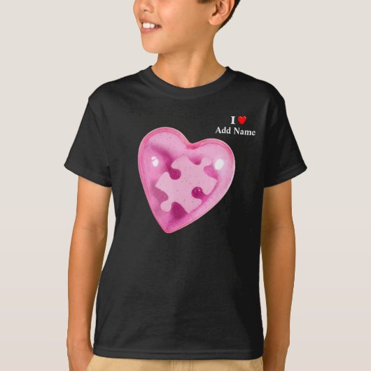 Past het Roze Hart van het Kinder Shirt van de (Voorkant)